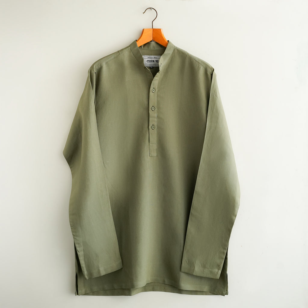 Rock Green Cotton Short Kurta