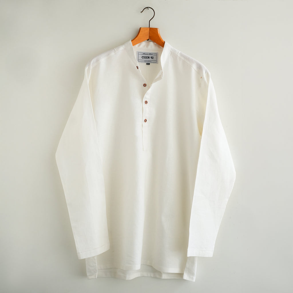 White Linen Short Kurta