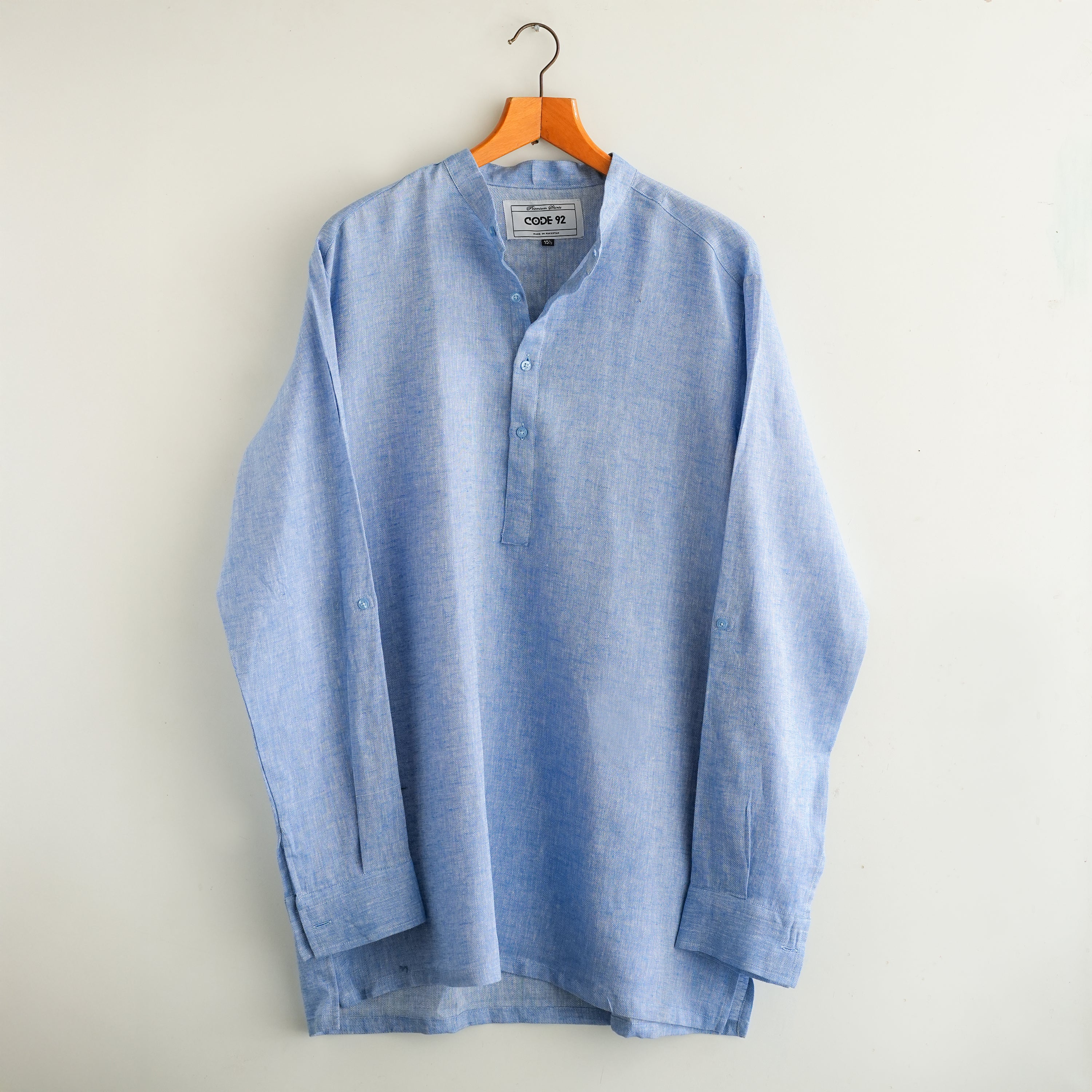 Light Blue Linen Short Kurta