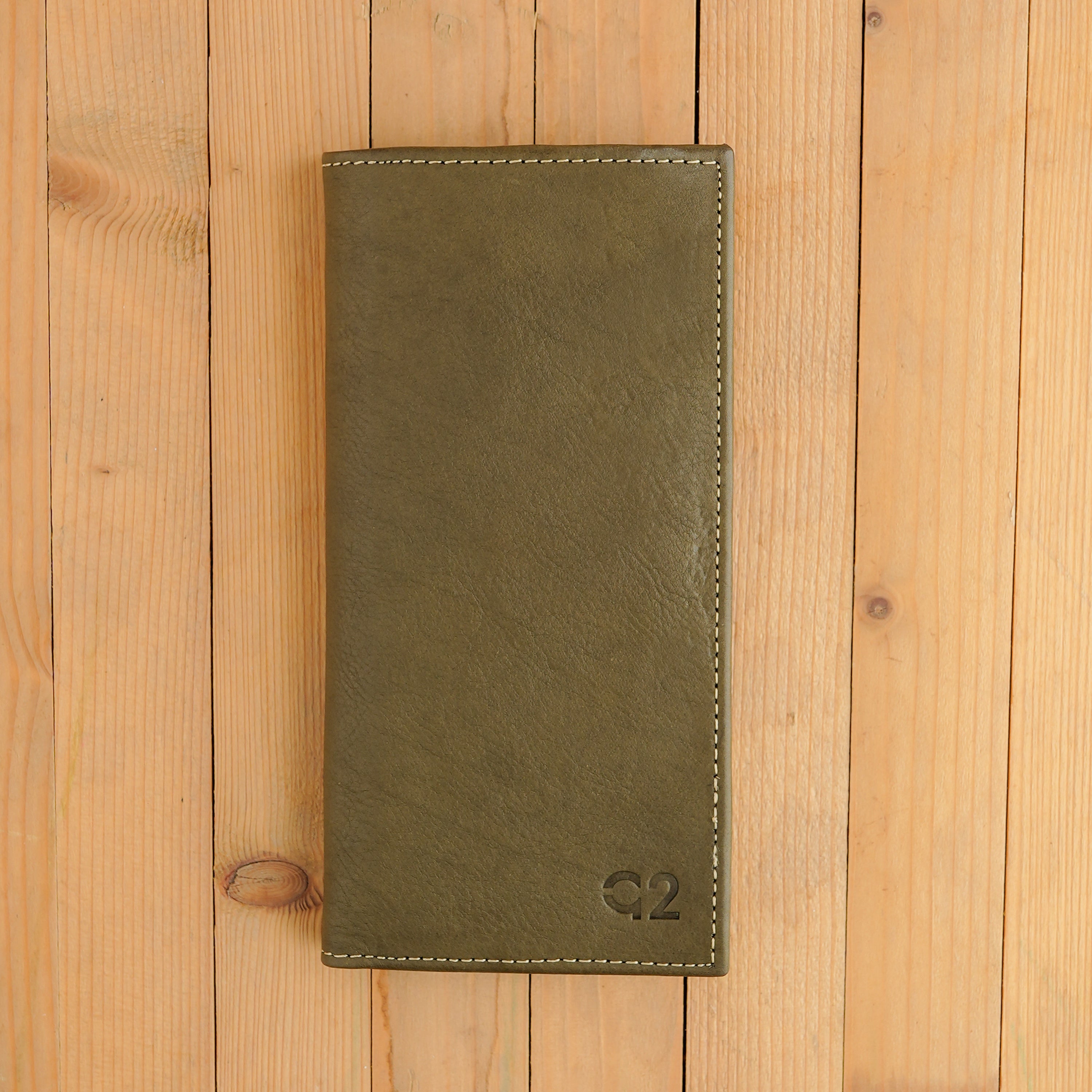 Olive Green Leather Organizer Wallet