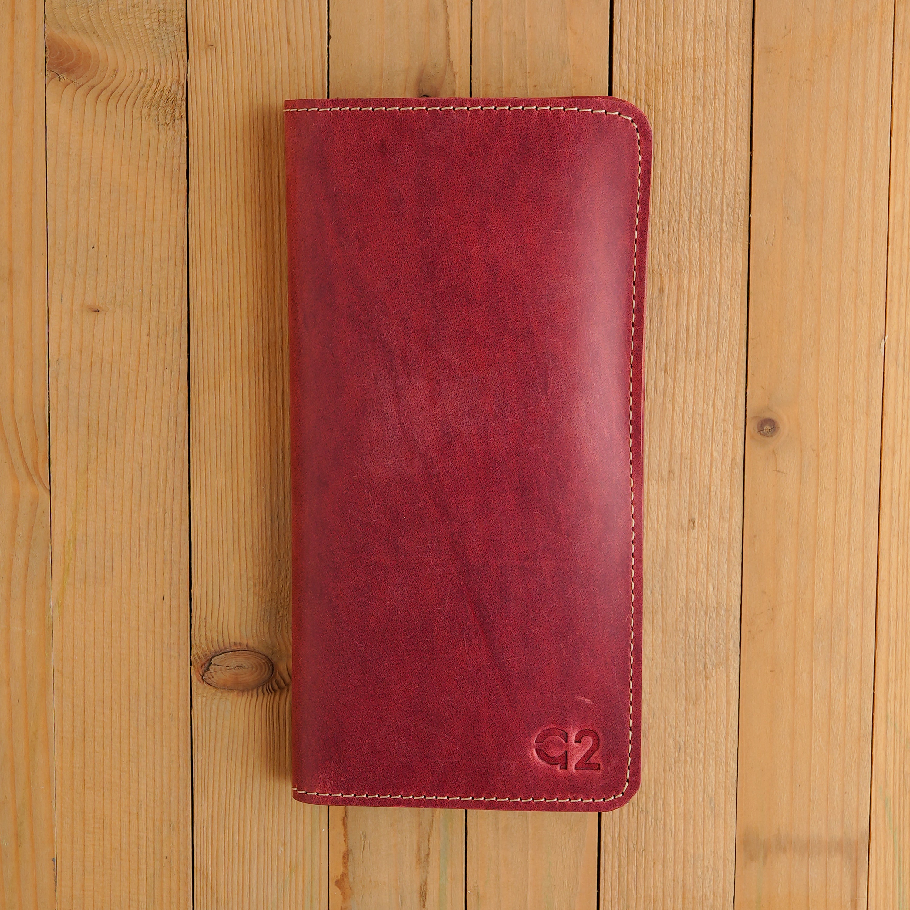 Brick Red Leather Card Holder Organizer Wallet