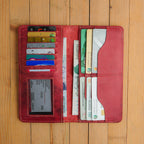 Brick Red Leather Card Holder Organizer Wallet