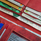 Brick Red Leather Card Holder Organizer Wallet