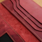 Brick Red Leather Card Holder Organizer Wallet