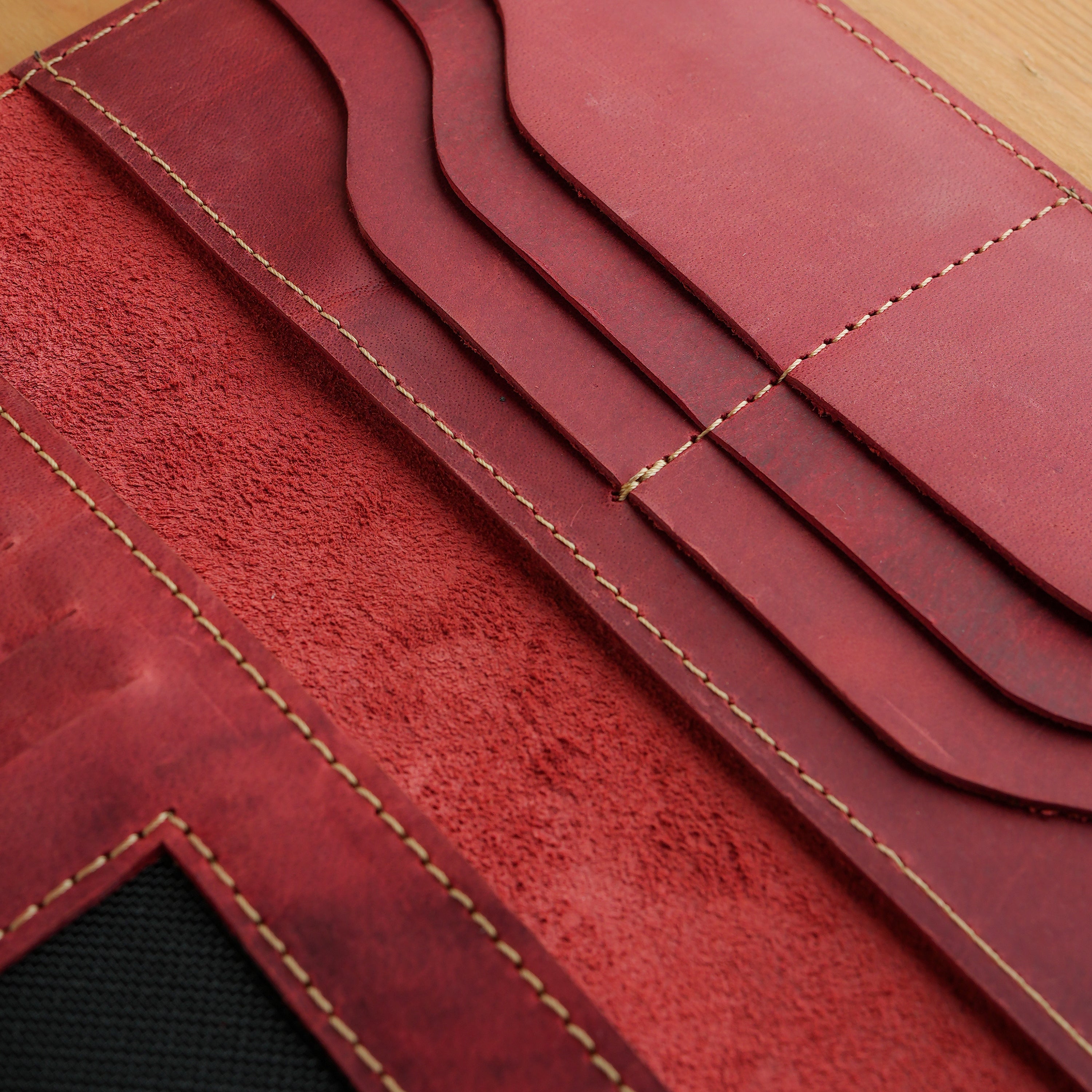 Brick Red Leather Card Holder Organizer Wallet