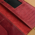 Brick Red Leather Card Holder Organizer Wallet