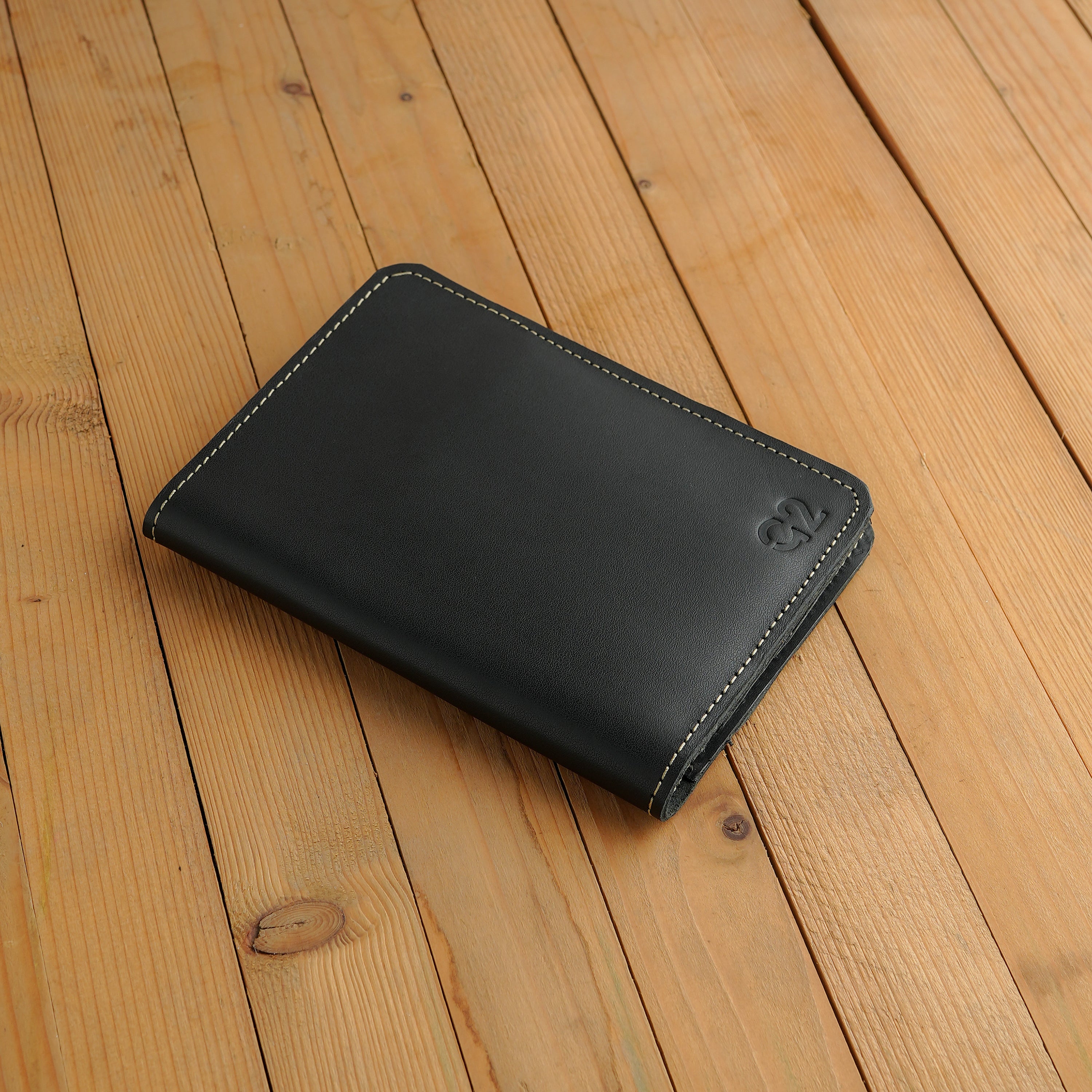 Black Leather Passport Wallet