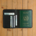 Black Leather Passport Wallet