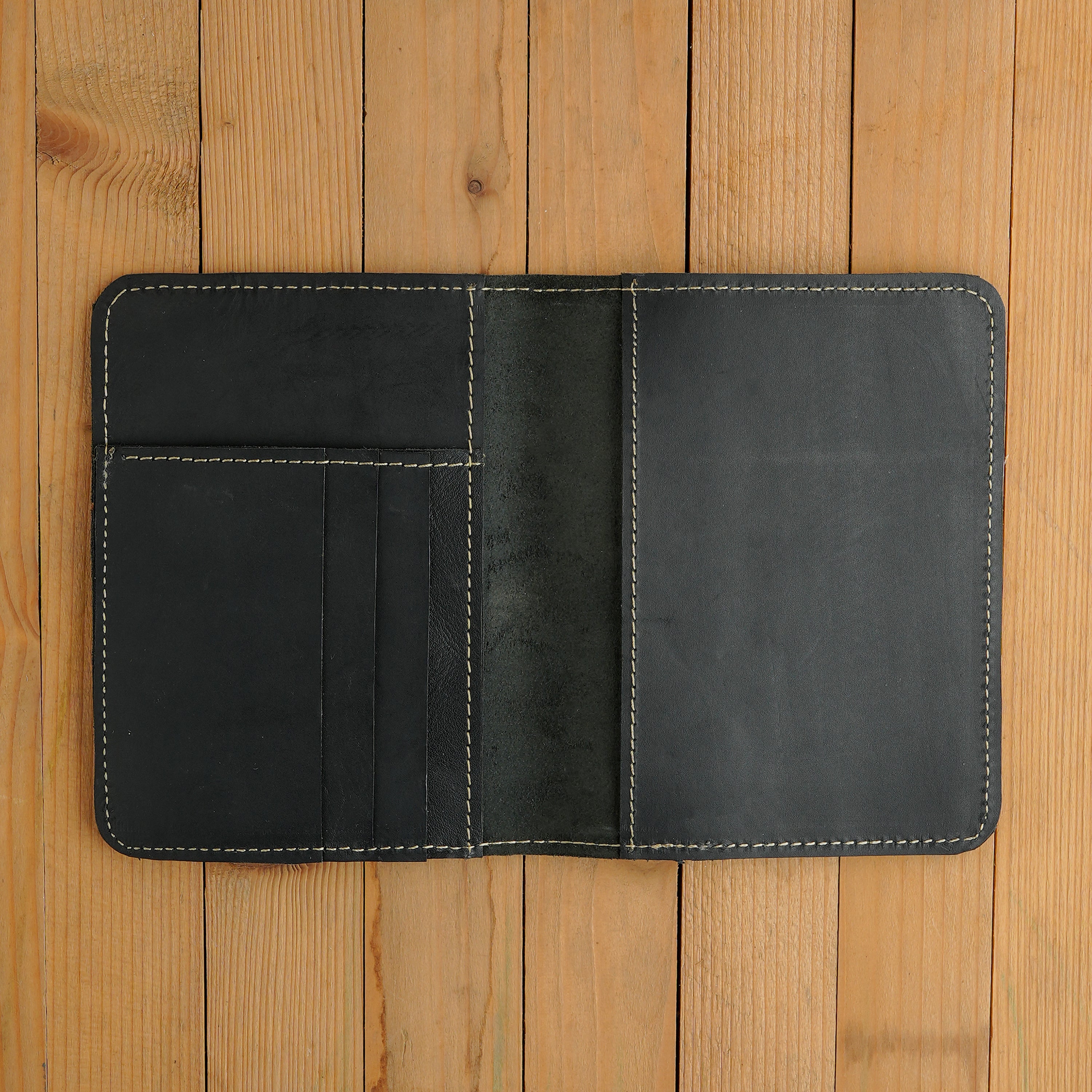 Black Leather Passport Wallet