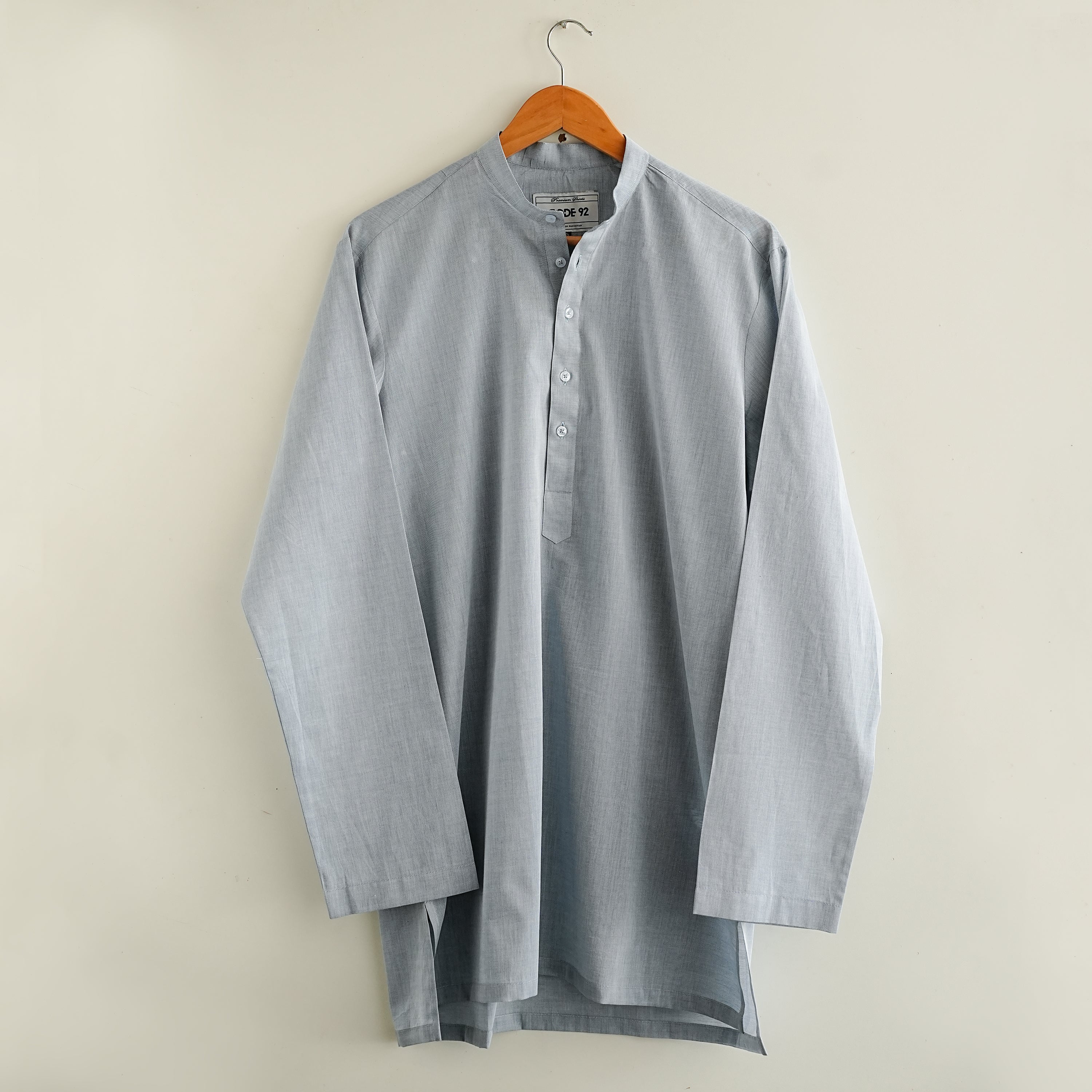 Ash Blue Cotton Short Kurta