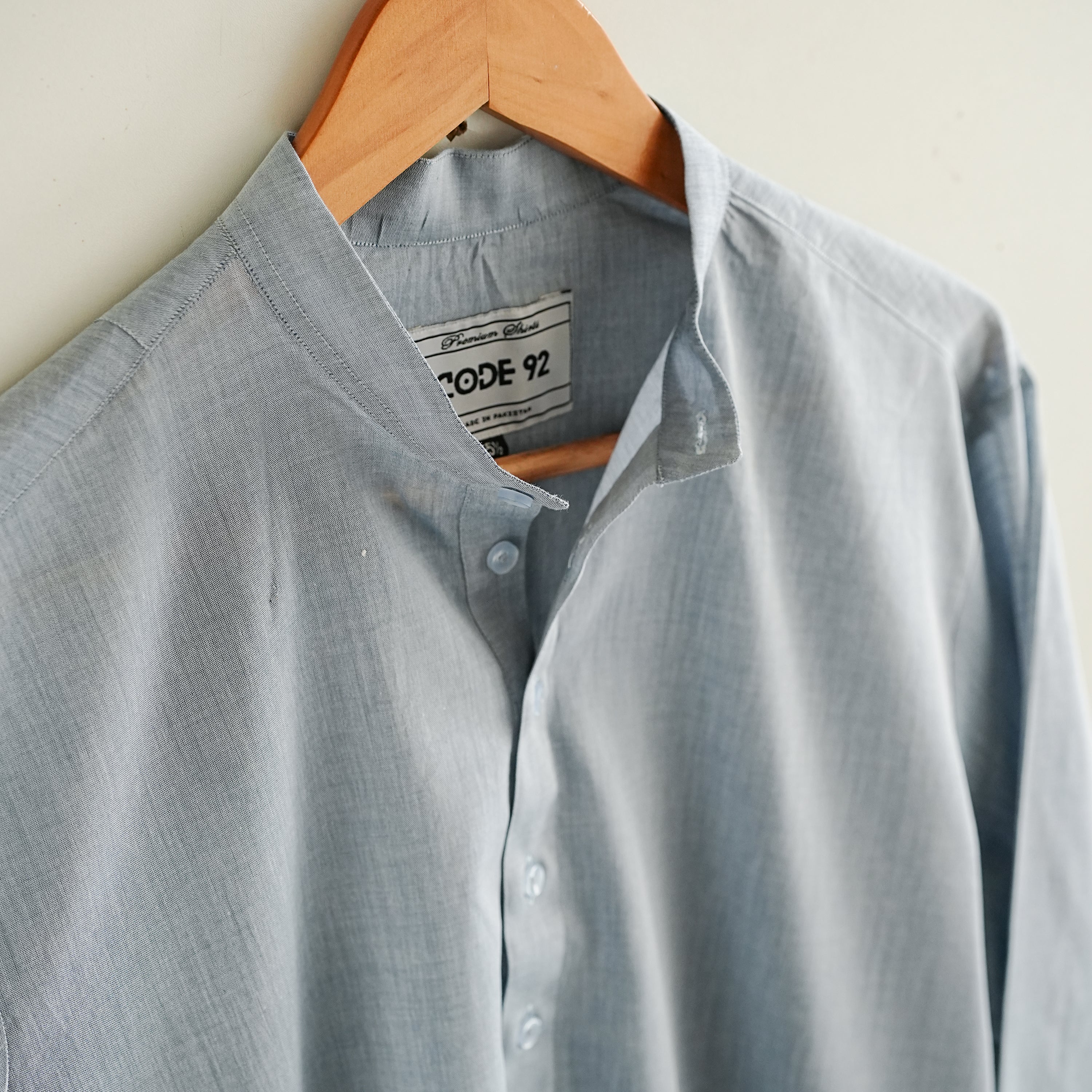 Ash Blue Cotton Short Kurta