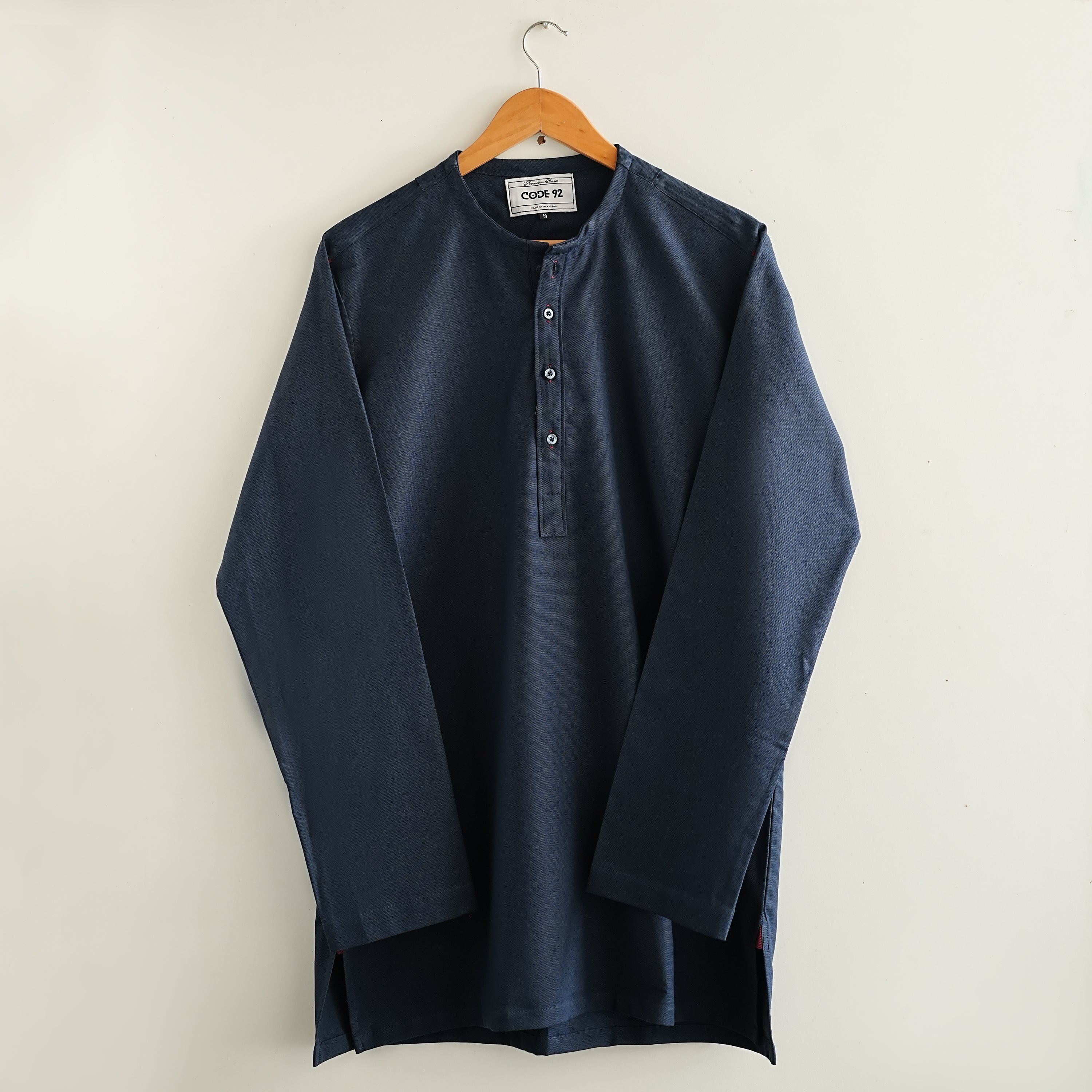 Navy Blue Cotton Short Kurta