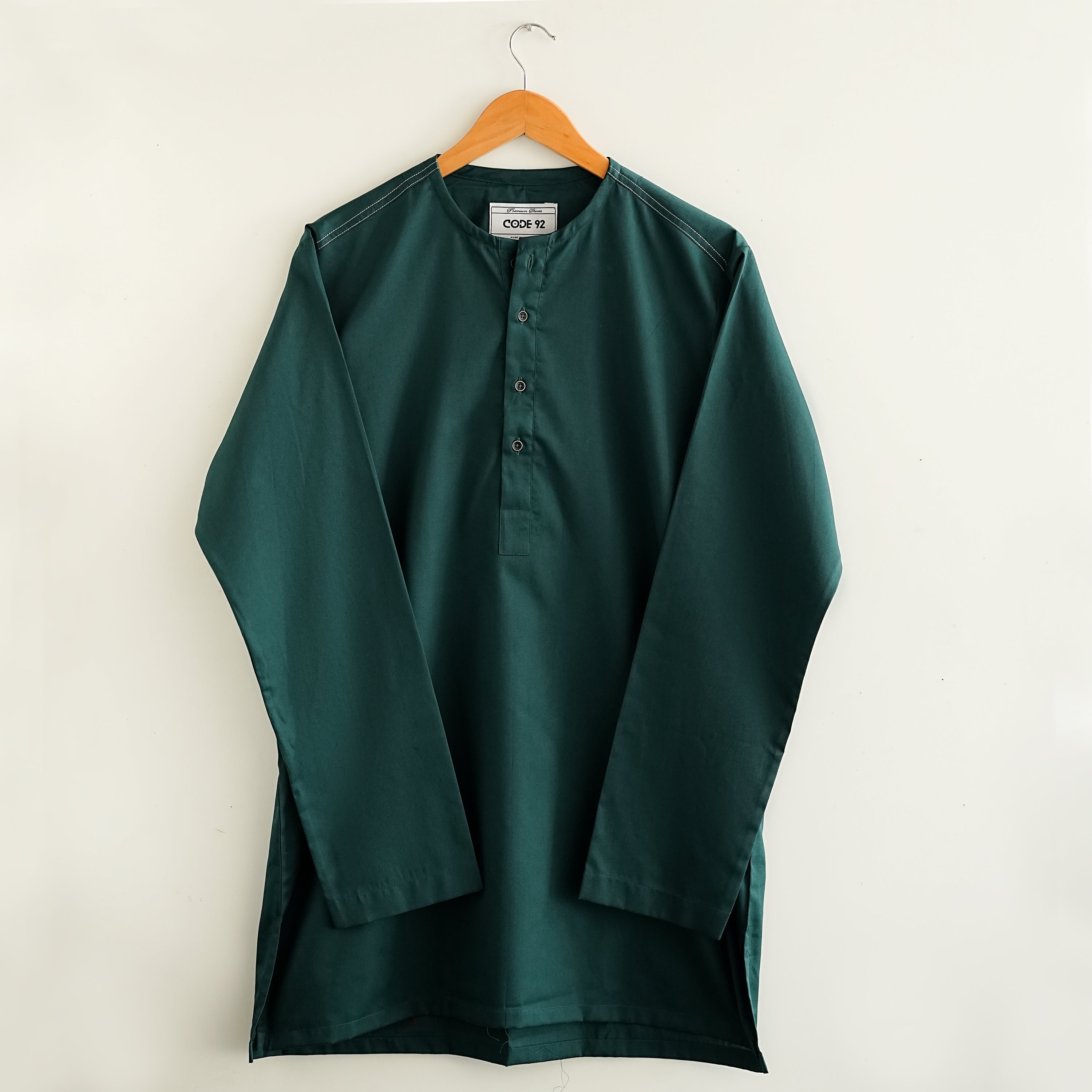 Bottle Green Cotton Short Kurta