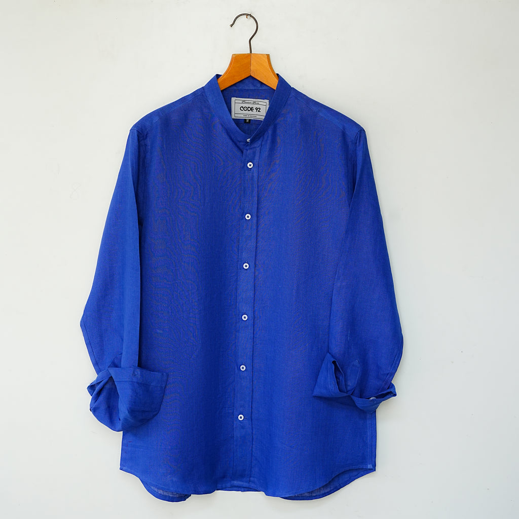 Royal Blue Linen Shirt