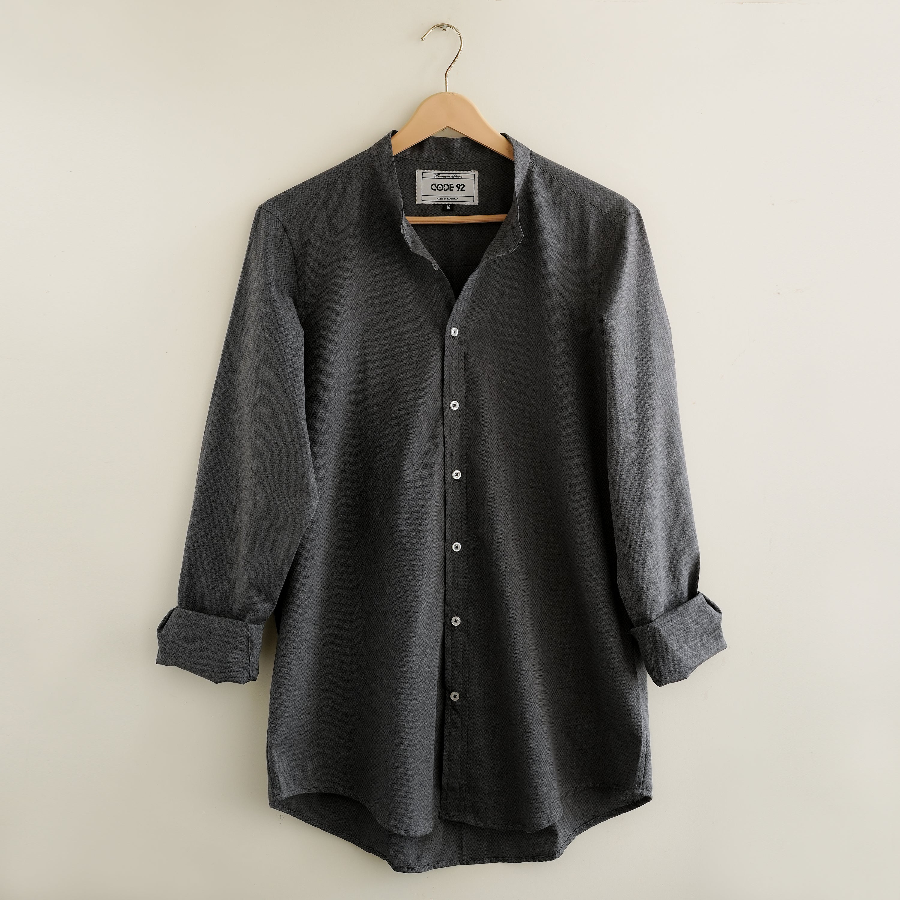 Grey Textured Cotton Shirt