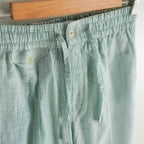 White & Green Striped Linen Pants