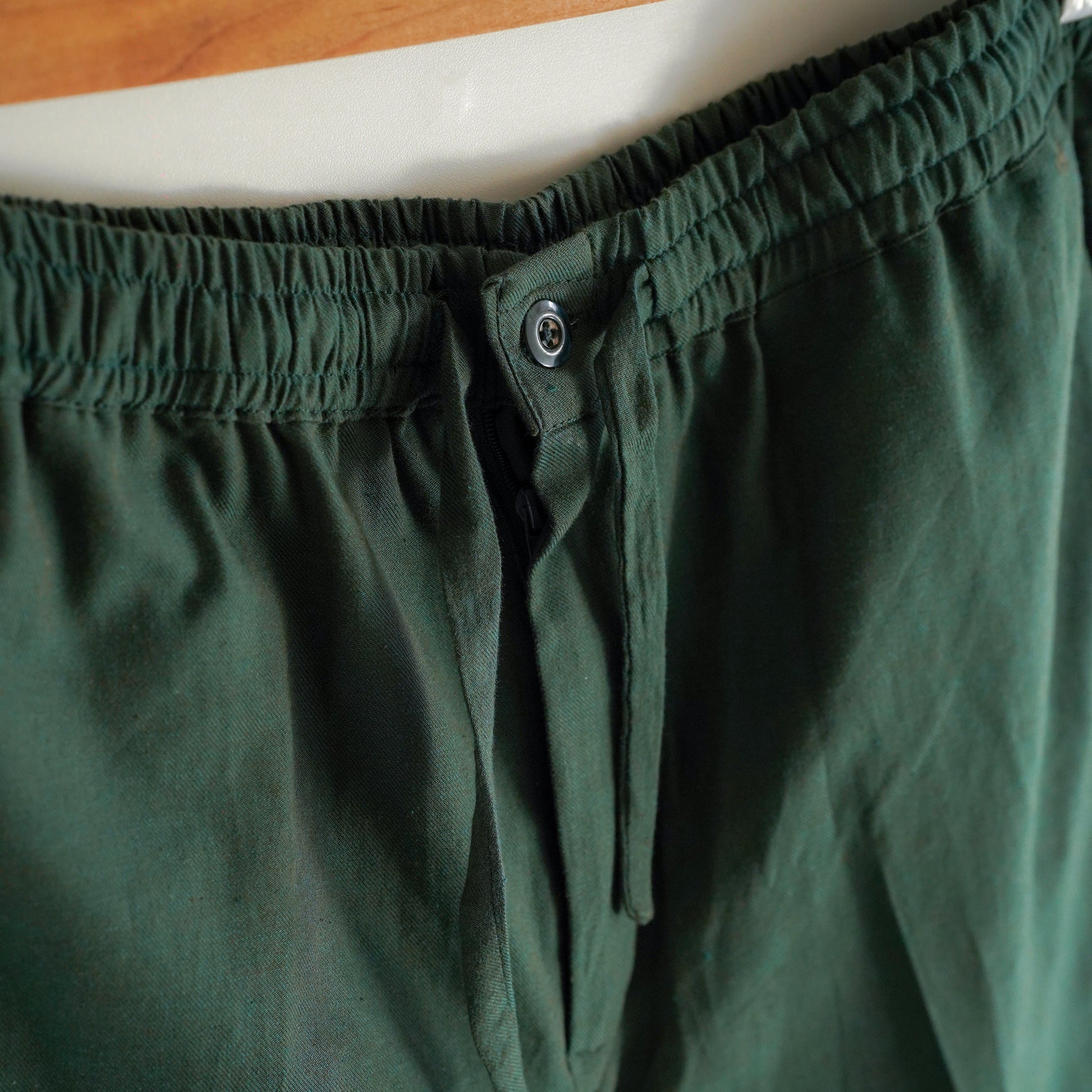 Green Cotton Linen Pants