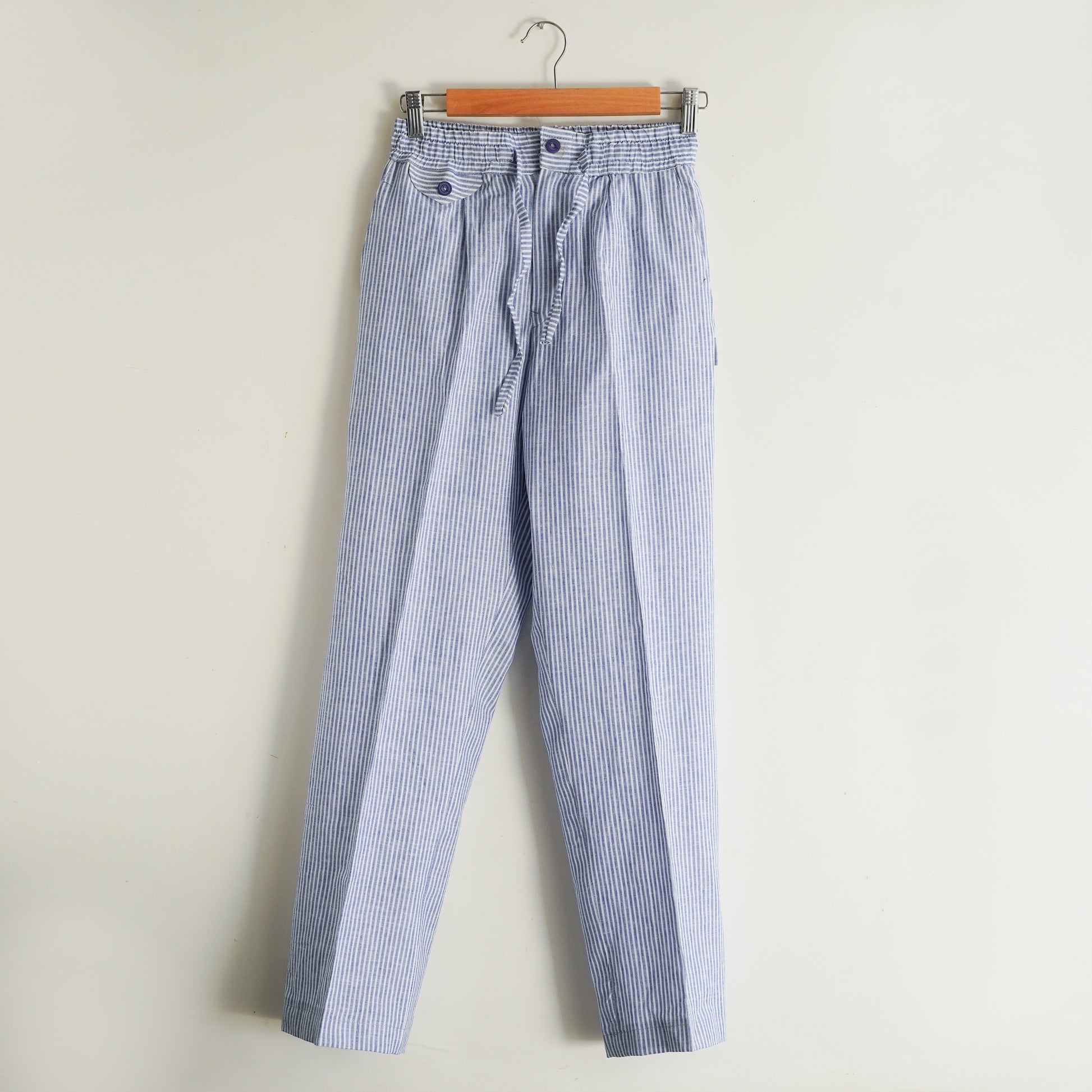 Blue Striped Linen Pants