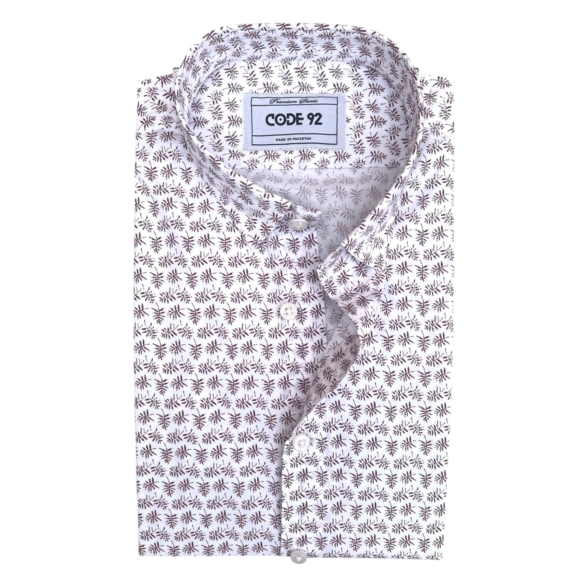 White with Burgundy Leave Shirt