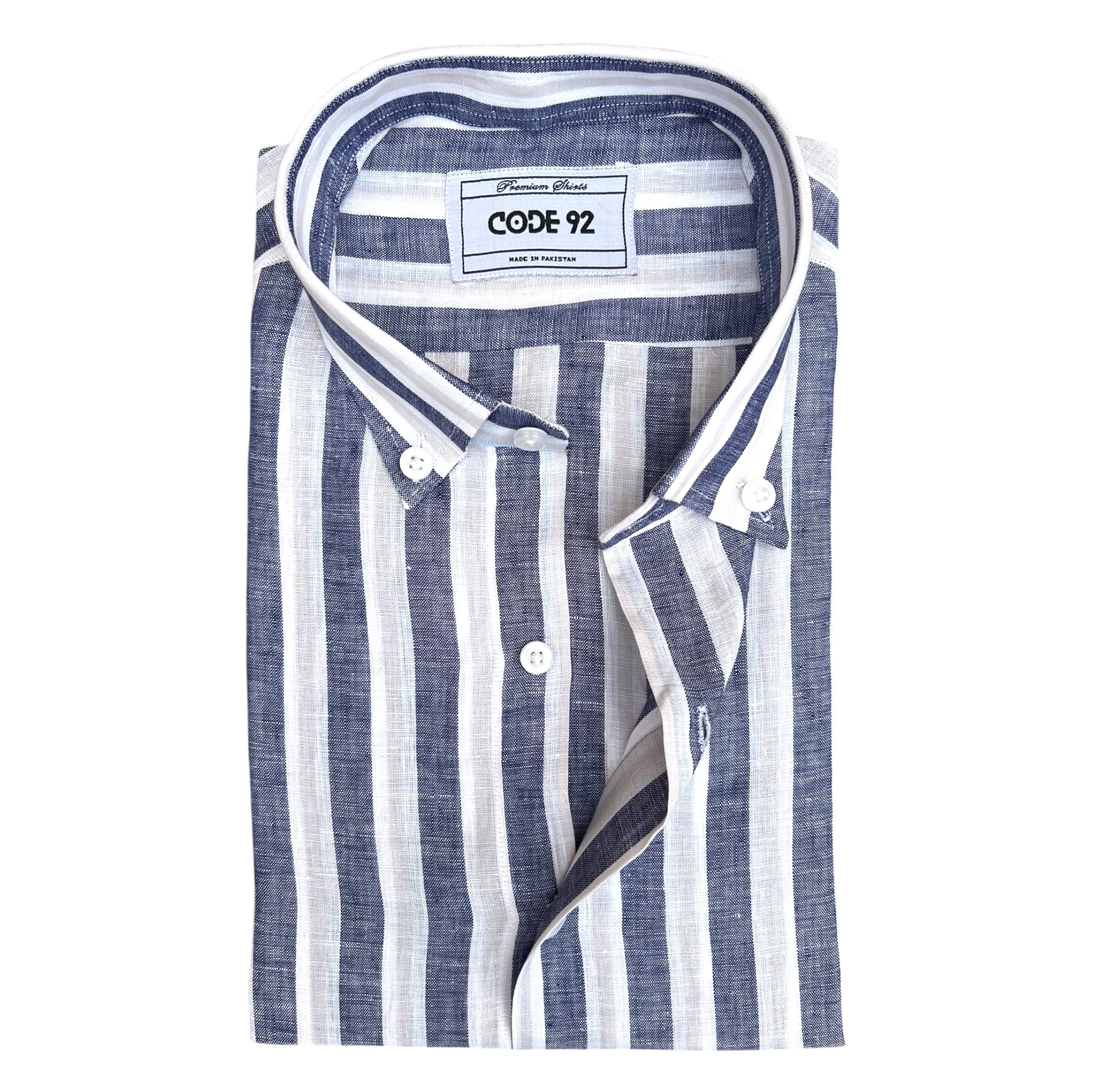 Thick Dark Grey Striped Linen Shirt
