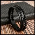 BLACK LEATHER WRIST BAND