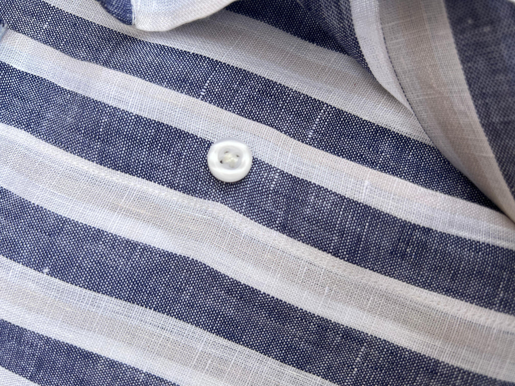 Thick Dark Grey Striped Linen Shirt