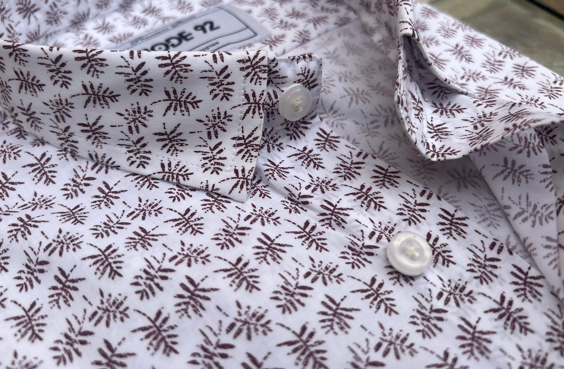 White with Burgundy Leave Shirt