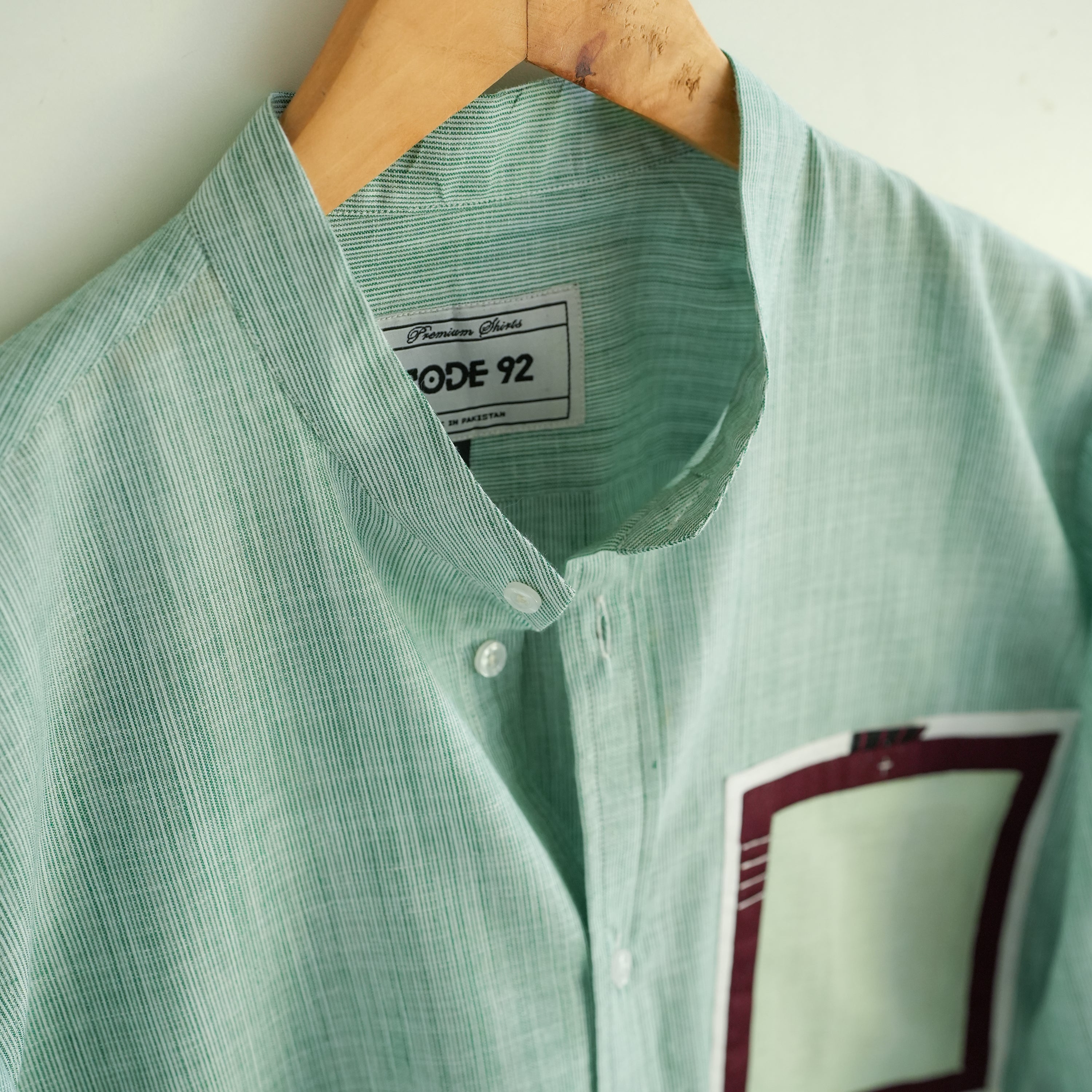 Green Cotton Linen Front Panel Shirt