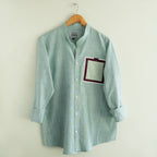 Green Cotton Linen Front Panel Shirt
