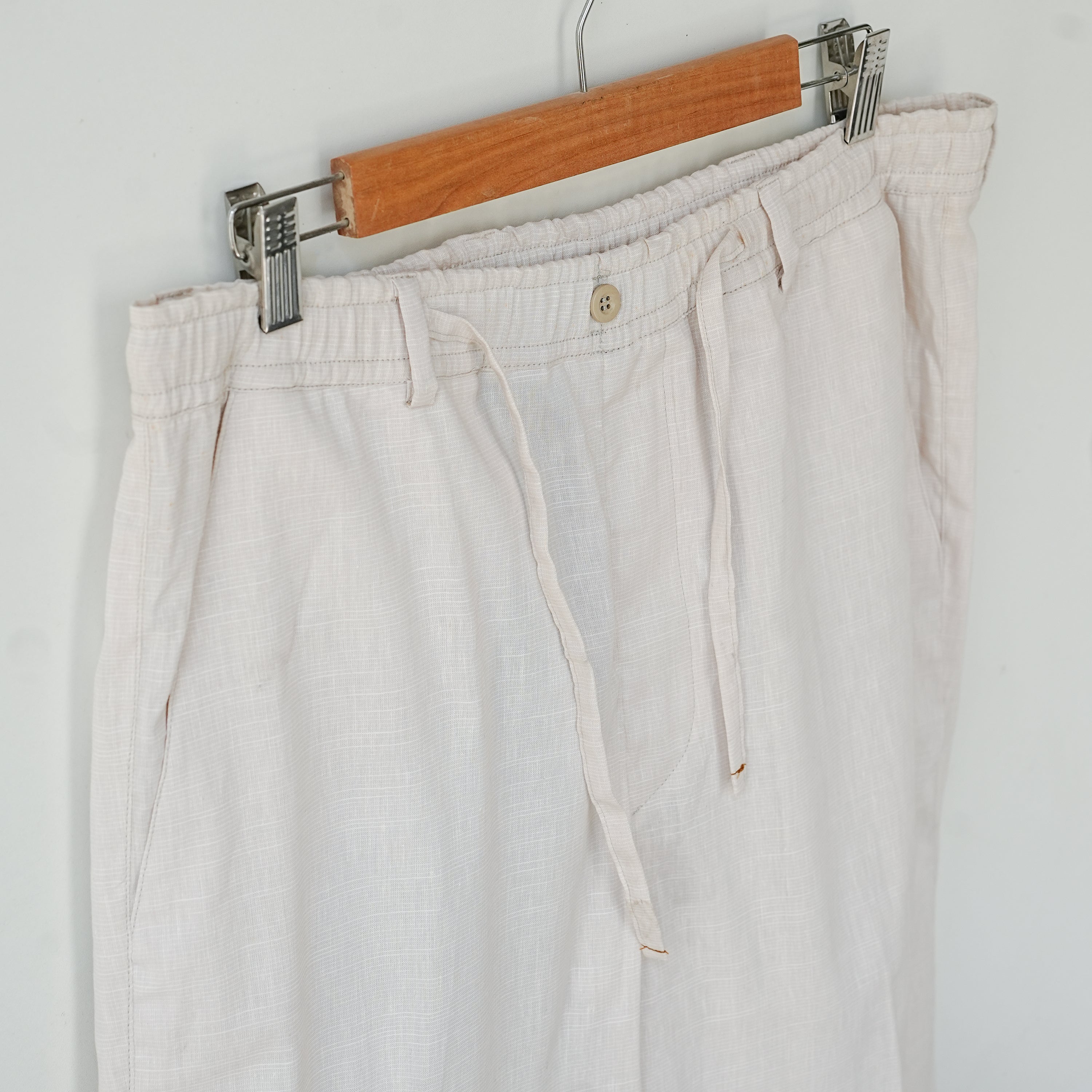 Micro Checkered Beige Linen Pants