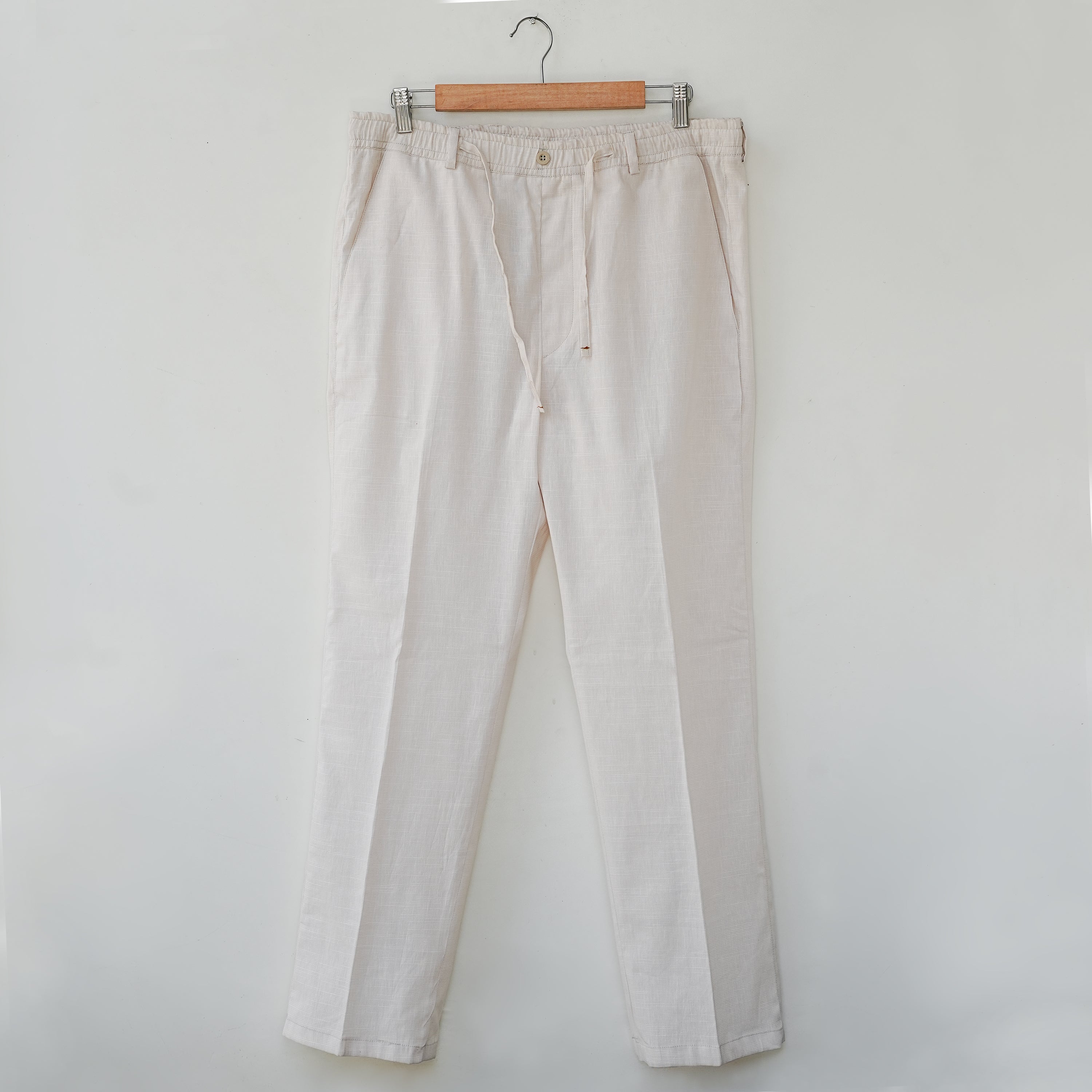 Micro Checkered Beige Linen Pants